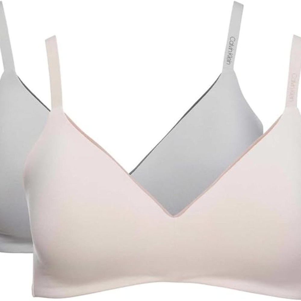 NWT Calvin Klein Women's 2 Pack Wirefree Bra Pink / Pewter Size L  $70 FFF195